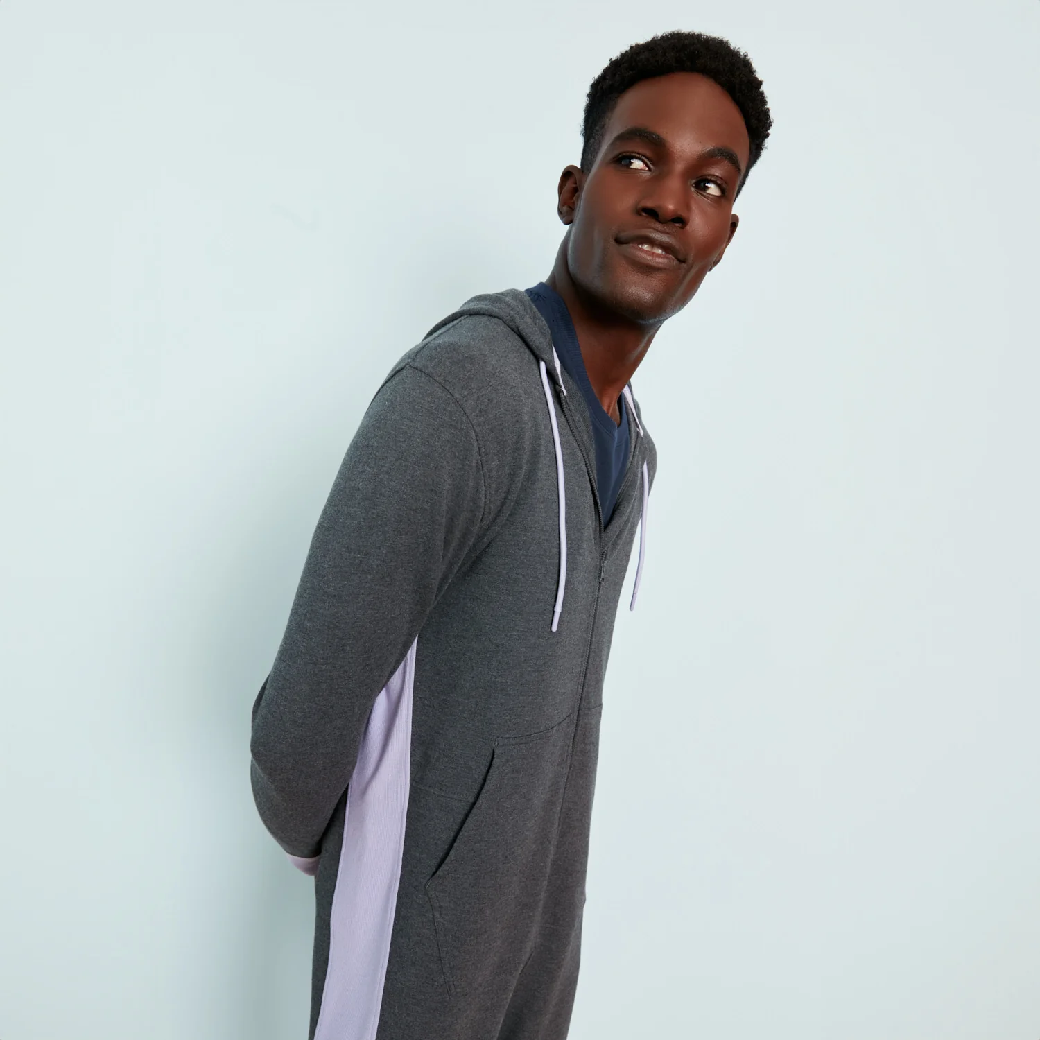 Gray/Lavender Flight Suit Onesie - Image 3